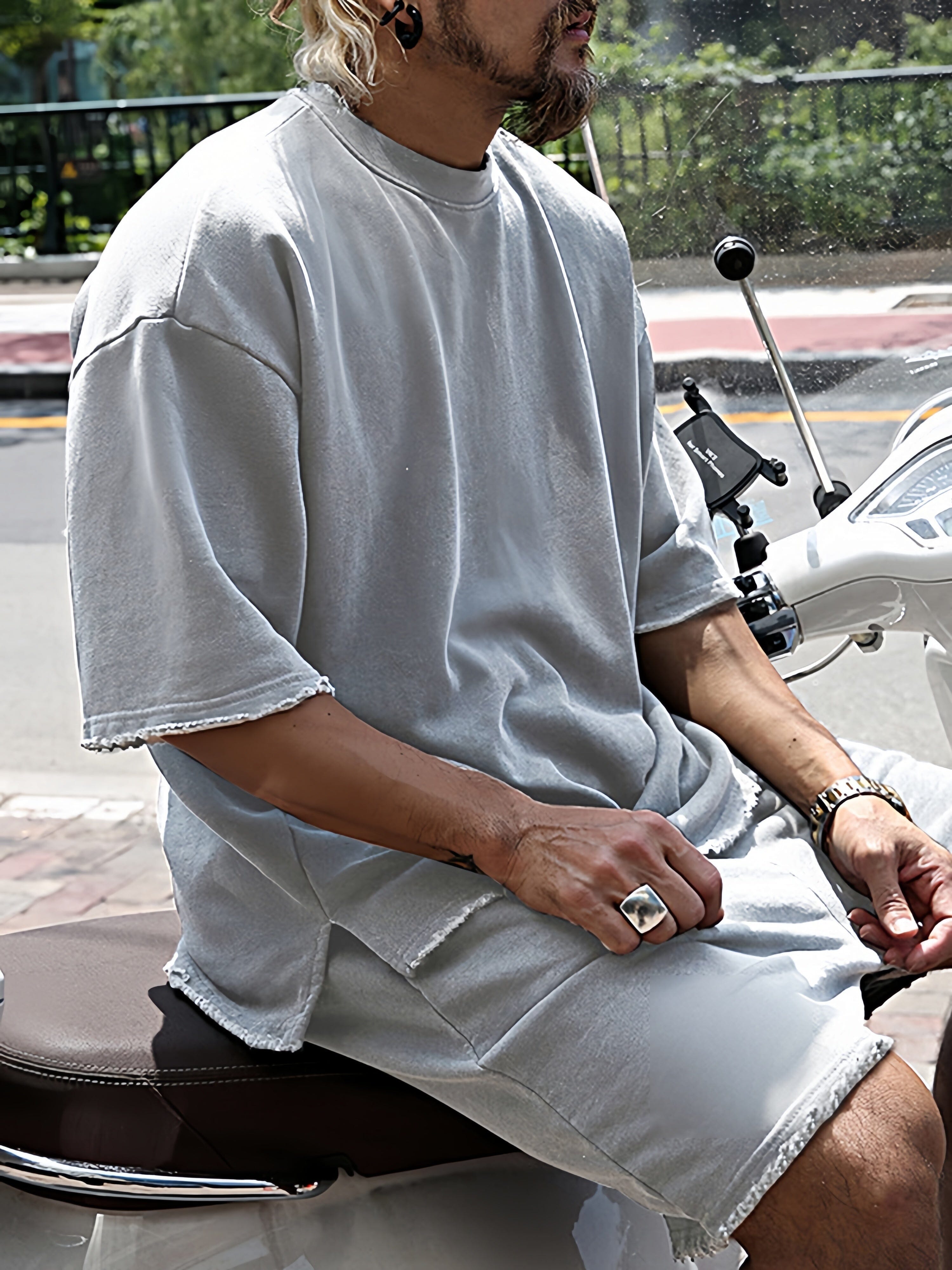 Relaxed Fit Solid Sportswear Set