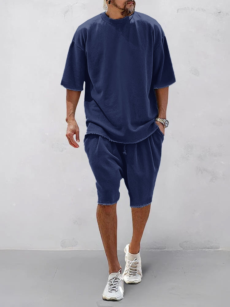 Relaxed Fit Solid Sportswear Set