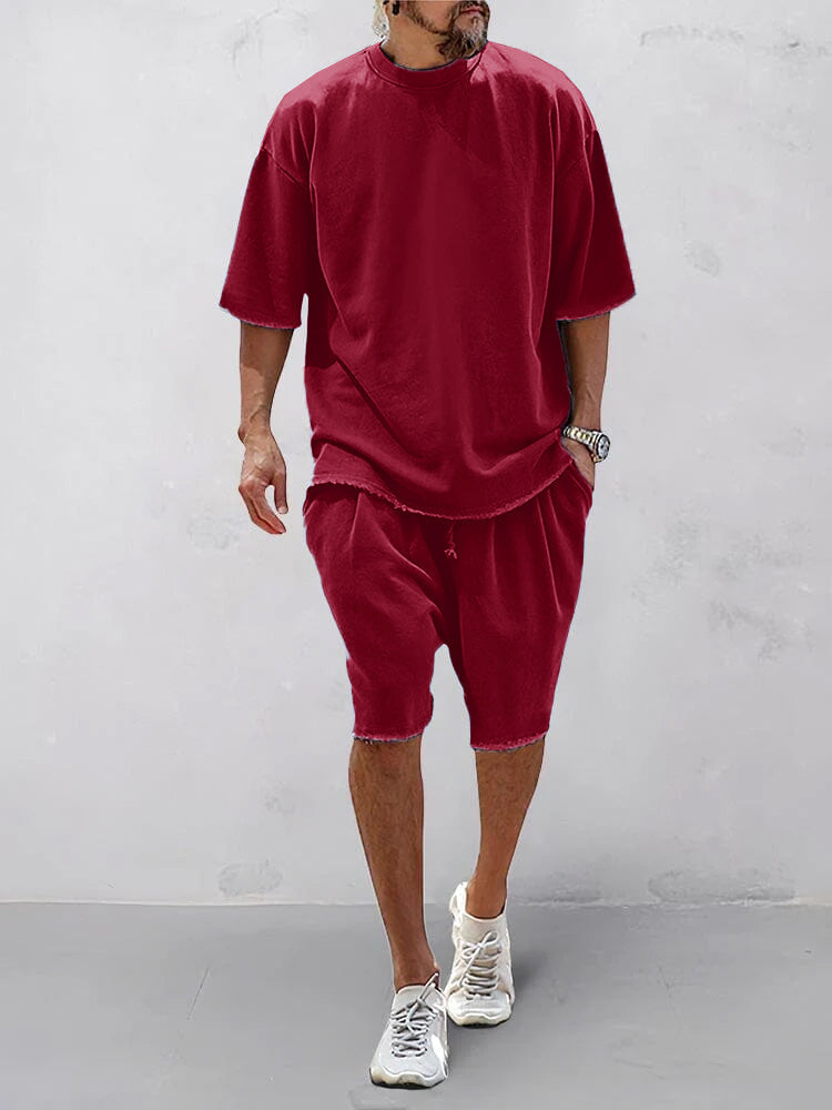 Relaxed Fit Solid Sportswear Set