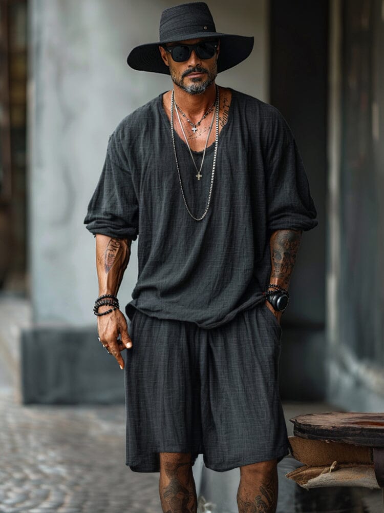 Cotton Long Sleeve Shirt and Shorts