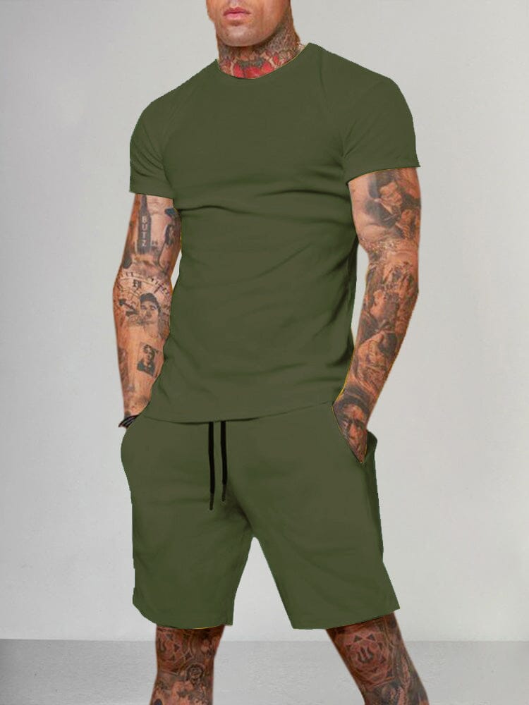 Casual Solid Color Short Sleeve Set