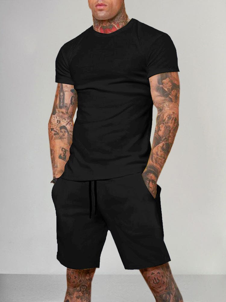 Casual Solid Color Short Sleeve Set
