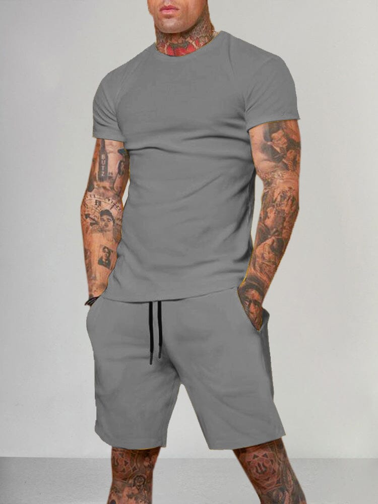 Casual Solid Color Short Sleeve Set
