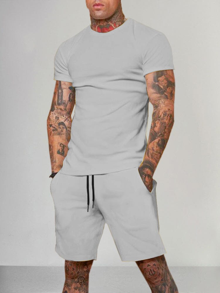 Casual Solid Color Short Sleeve Set