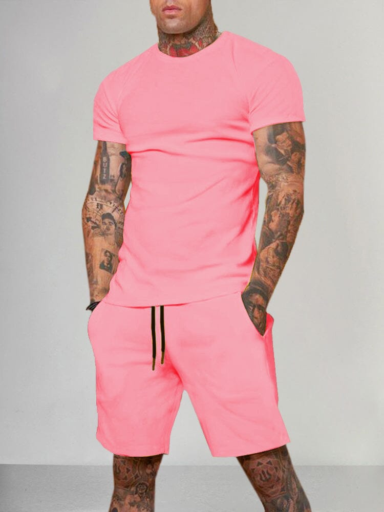 Casual Solid Color Short Sleeve Set