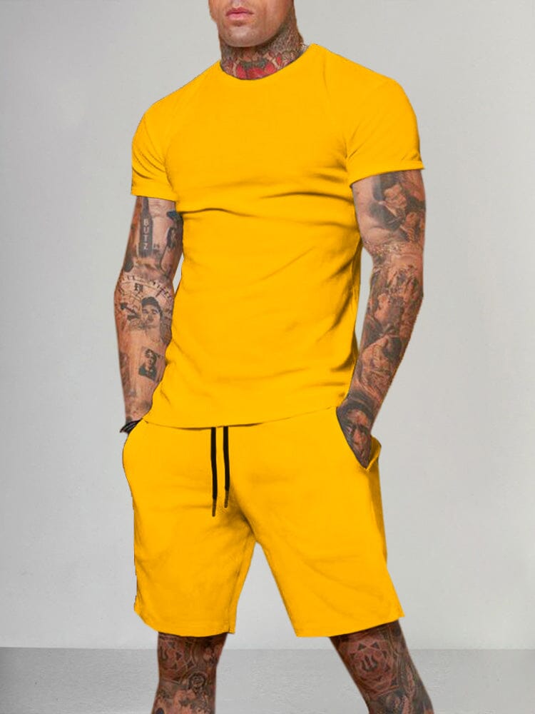Casual Solid Color Short Sleeve Set