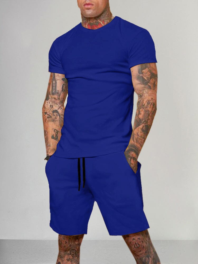 Casual Solid Color Short Sleeve Set