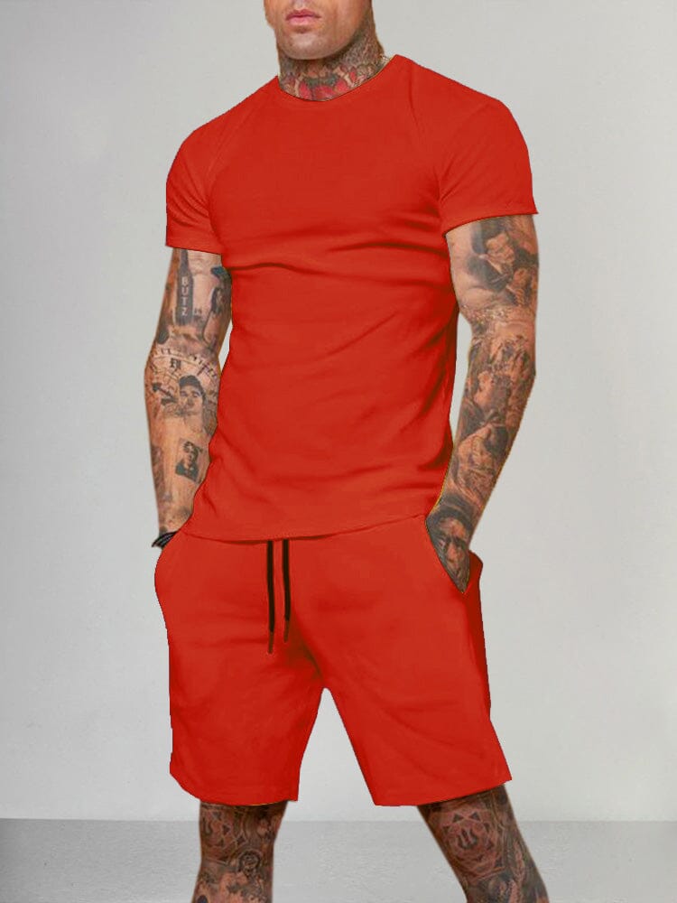 Casual Solid Color Short Sleeve Set