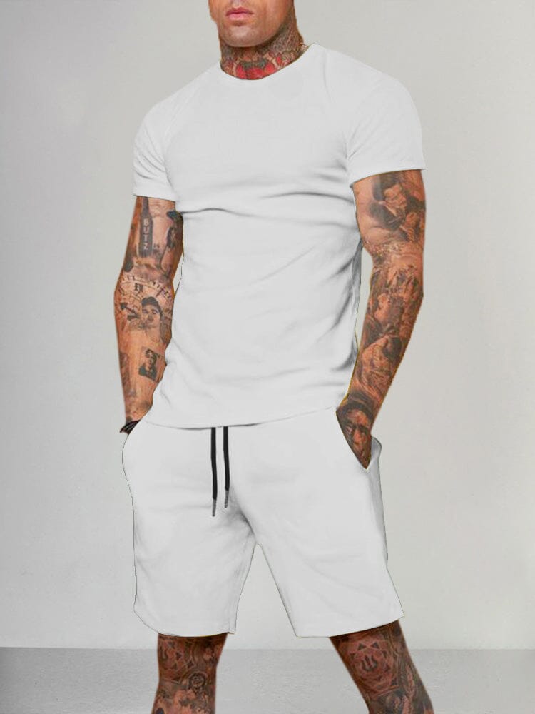 Casual Solid Color Short Sleeve Set