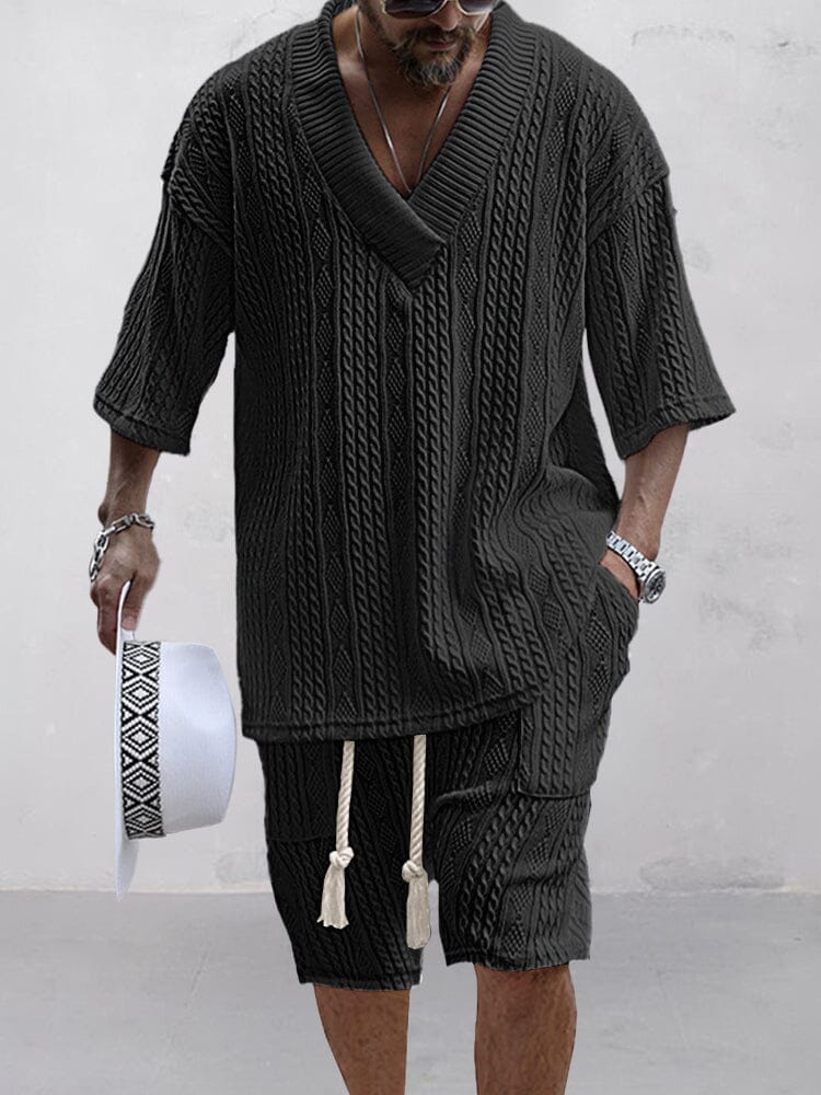 Cable Knit Casual Tee Set