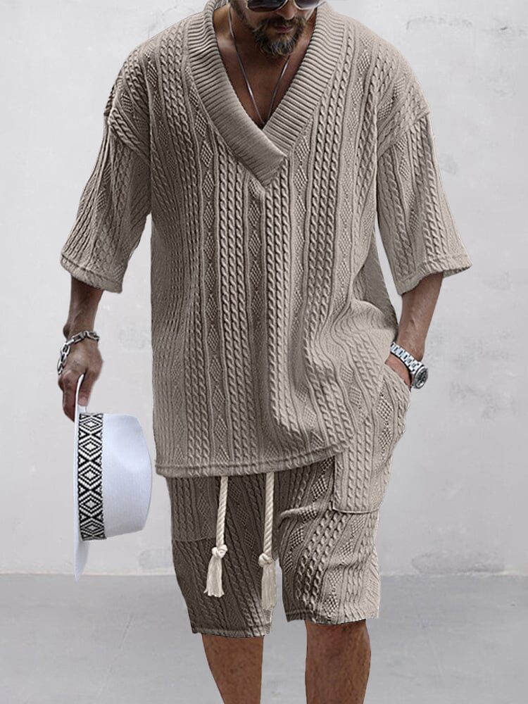 Cable Knit Casual Tee Set