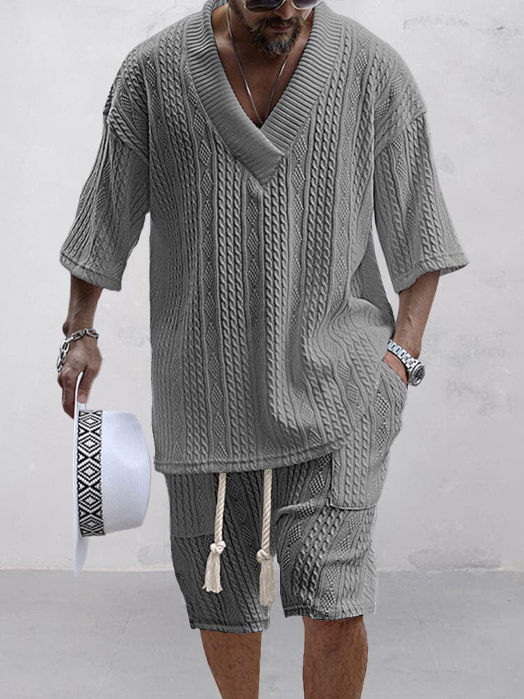 Cable Knit Casual Tee Set