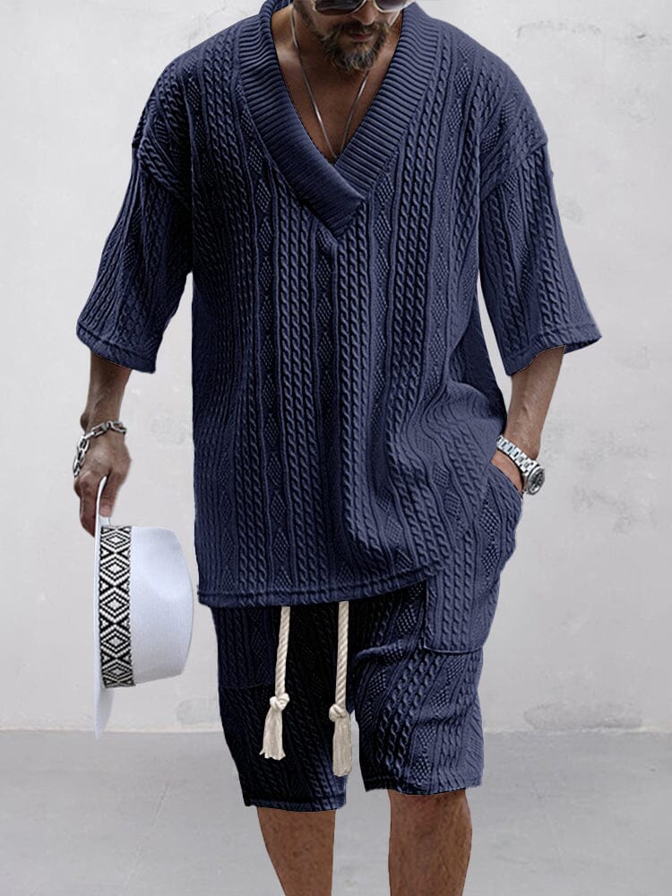 Cable Knit Casual Tee Set