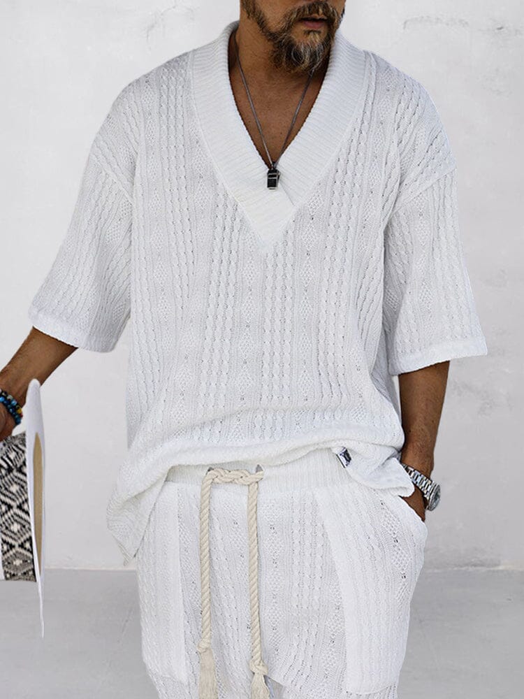 Cable Knit Casual Tee Set