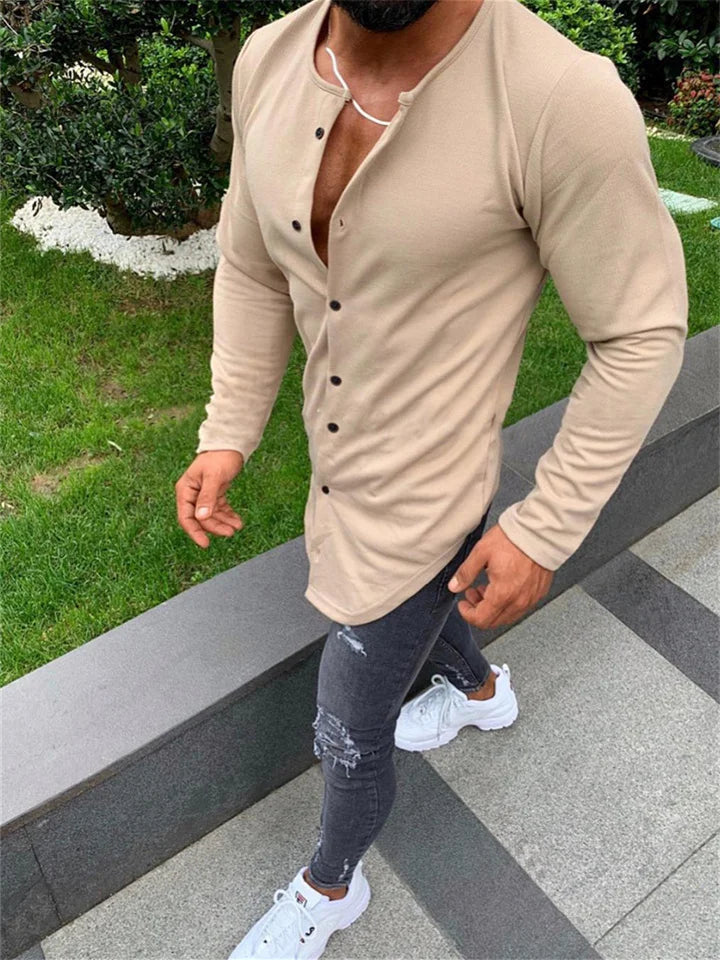 Long Sleeve Men's Button-Up Tee