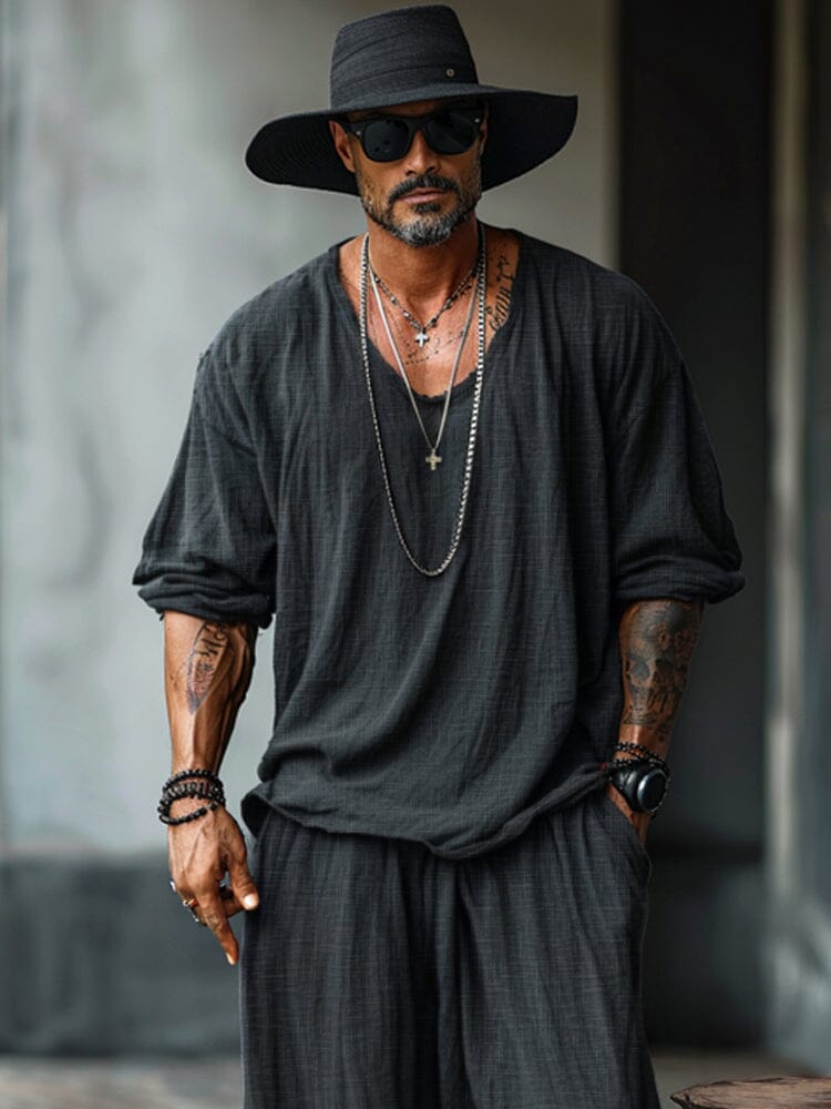 Cotton Long Sleeve Shirt and Shorts