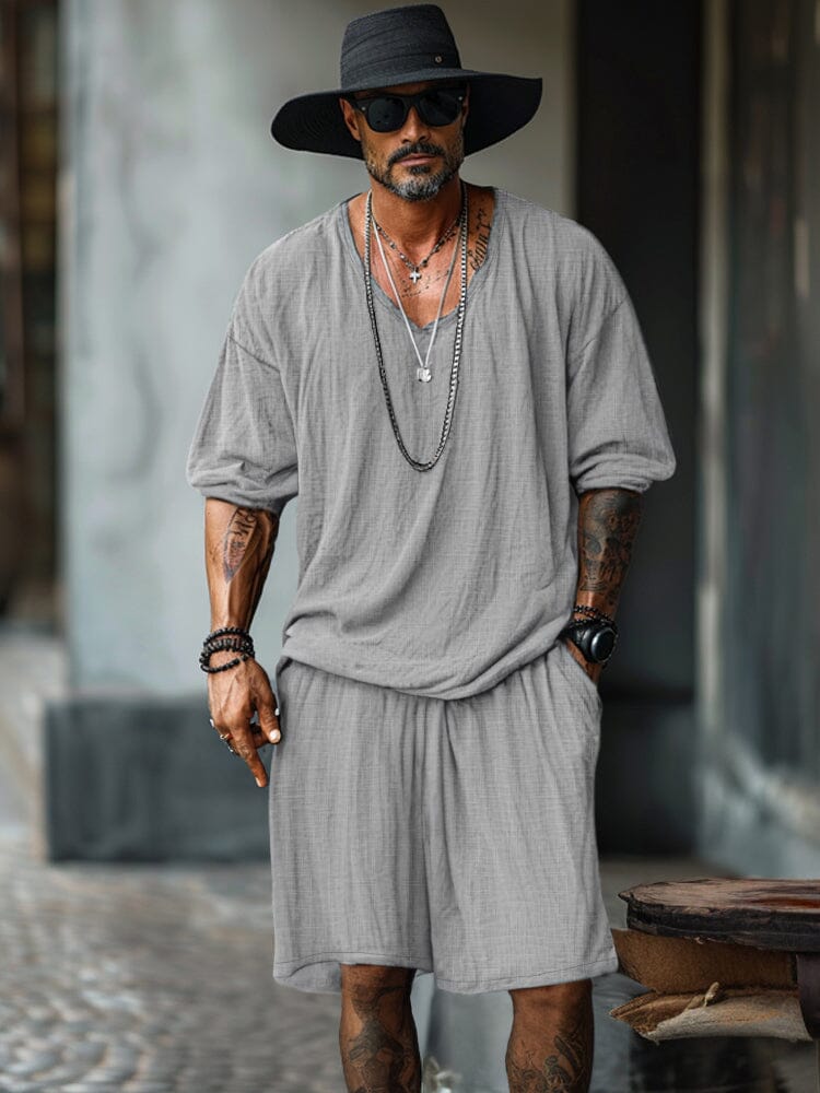 Cotton Long Sleeve Shirt and Shorts
