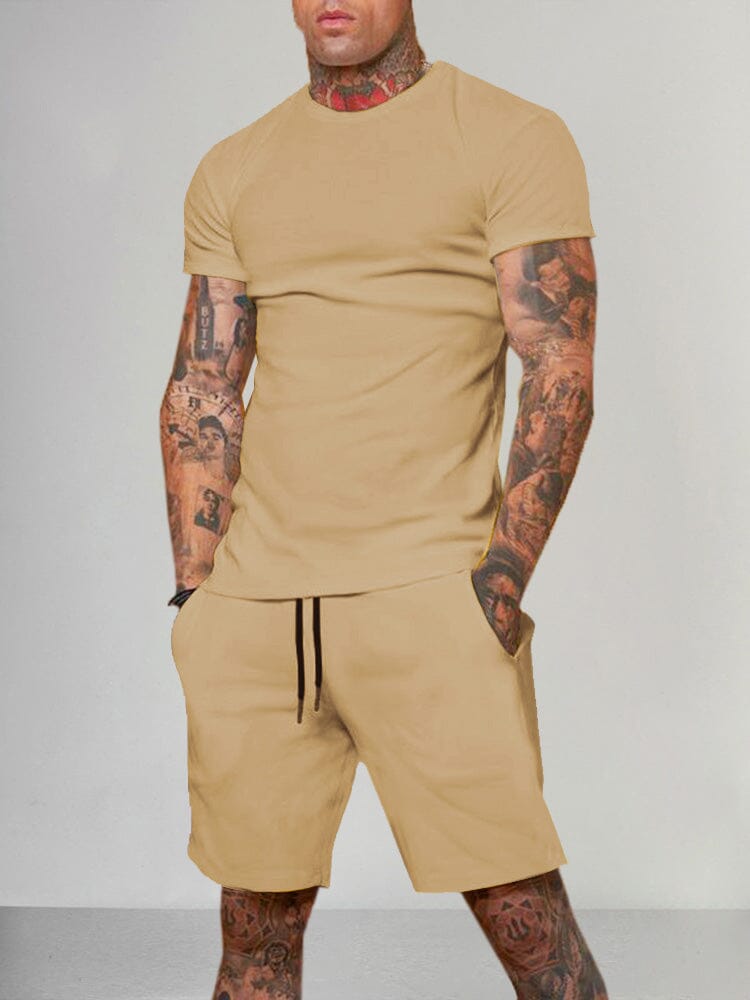 Casual Solid Color Short Sleeve Set