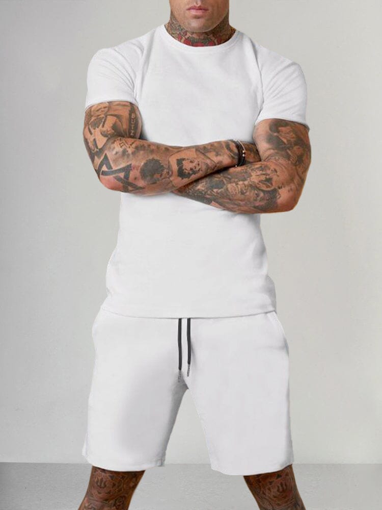 Casual Solid Color Short Sleeve Set