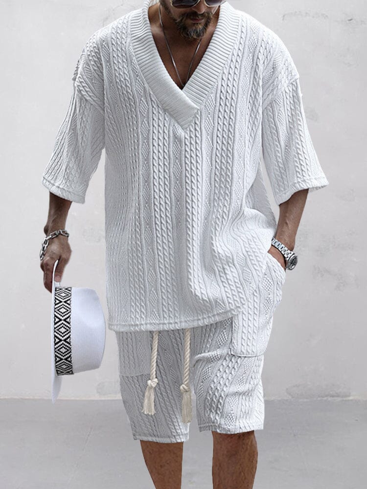 Cable Knit Casual Tee Set