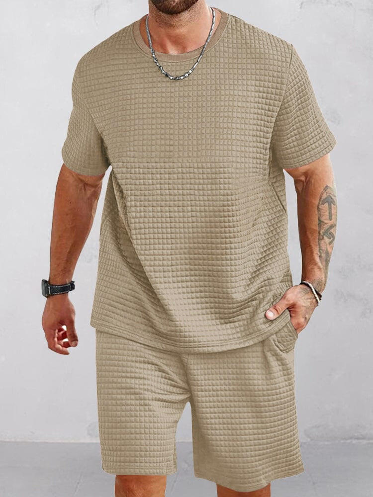 Waffle Knit Casual Tracksuit Set