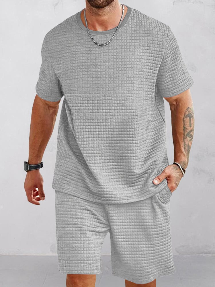 Waffle Knit Casual Tracksuit Set