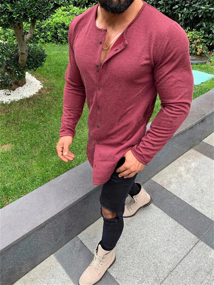 Long Sleeve Men's Button-Up Tee